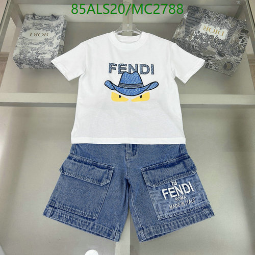 Fendi Kids Monster Eyes T-Shirt & Denim Shorts Set - Stylish Children's Outfit