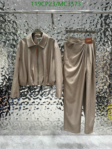 Loewe Women's Casual Zip-Up Jacket & Pleated Trousers Set - Stylish Comfort 4 Loewe Women's Casual Zip-Up Jacket & Pleated Trousers Set - Stylish Comfort