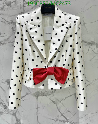 Products 4 Valentino Polka Dot Cropped Blazer with Red Bow - Elegant Women's Outerwear