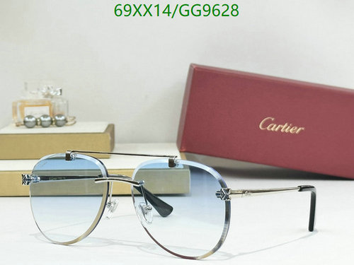 Cartier Rimless Aviator Sunglasses - Blue Gradient Lenses, Gold-Tone Frame