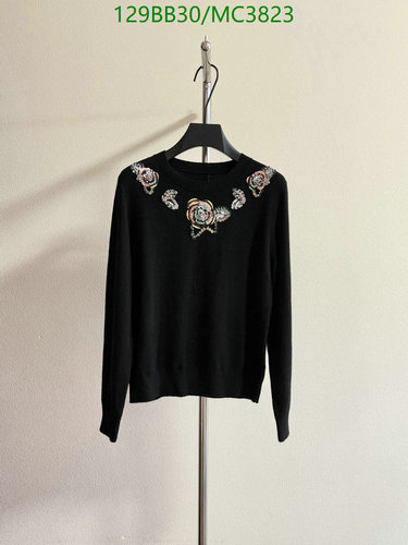 Chanel Cashmere Blend Black Sweater with Sequin Floral Embellishments