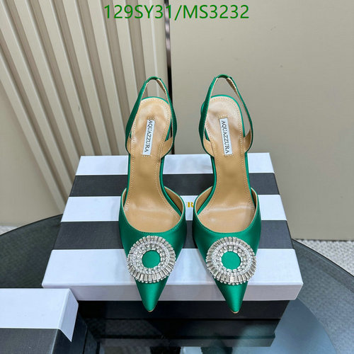 Aquazzura Women's Emerald Green Silk Slingback Pumps with Crystal Embellishment
