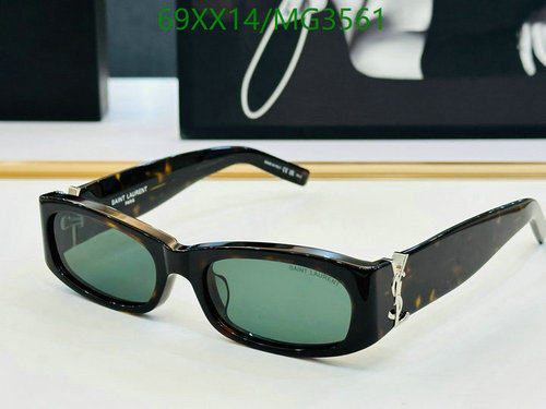 Yves Saint Laurent MG3561 Rectangular Sunglasses, Tortoiseshell Frame, 55-19-145