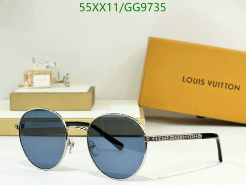 Louis Vuitton Round Sunglasses - Stylish Silver Frames with Blue Lenses