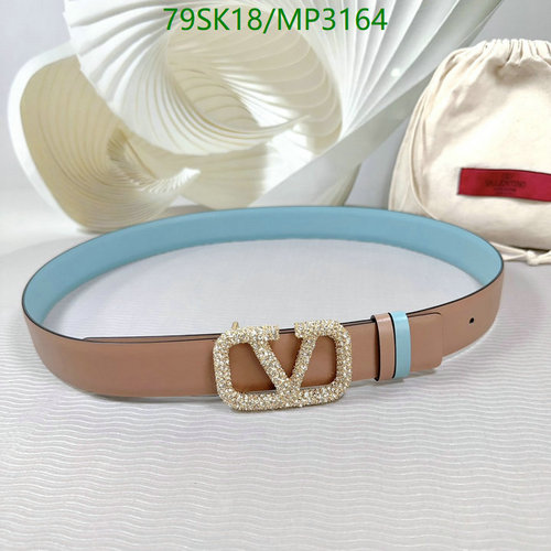 Valentino Garavani Reversible VLogo Belt with Crystal Buckle - Cowhide Leather