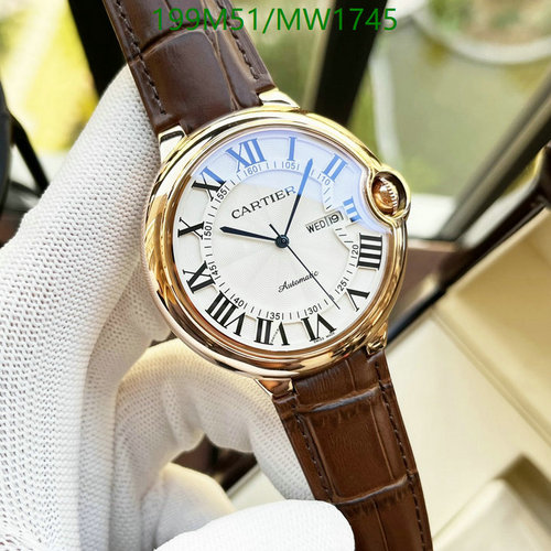 Cartier Automatic Watch - Stainless Steel, Mineral Glass, Brown Leather Strap