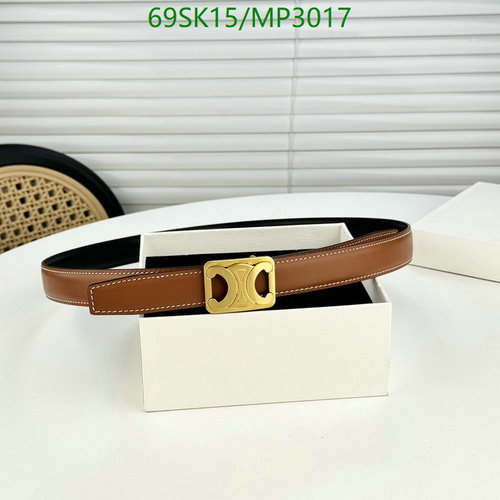 Celine Triomphe Buckle Cowhide Leather Belt for Women - Brown, 2.5CM Width 12 Celine Triomphe Buckle Cowhide Leather Belt for Women - Brown, 2.5CM Width