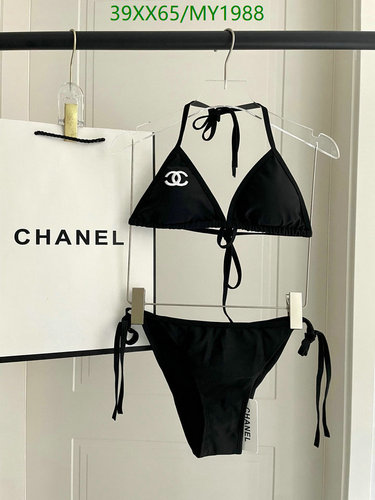 Chanel Black Halter Triangle Bikini Set with Iconic Logo - Summer Swimwear 6 Chanel Black Halter Triangle Bikini Set with Iconic Logo - Summer Swimwear
