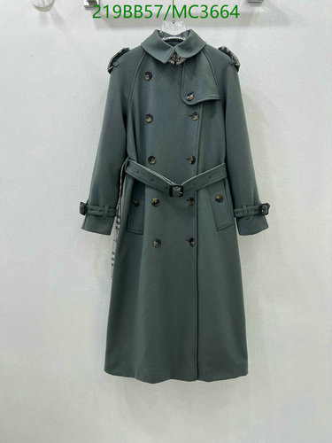 Burberry Women's Elegant Wool Blend Double-Breasted Trench Coat with Belt