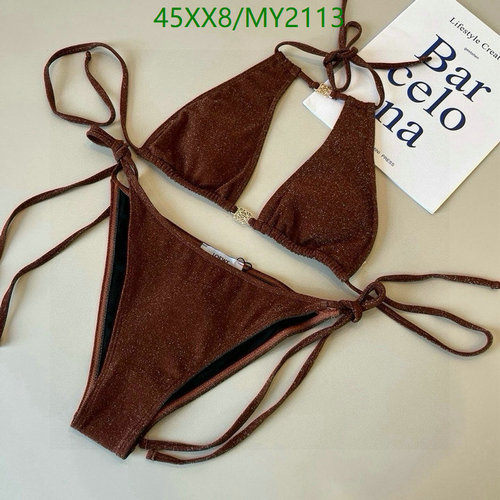Loewe Shimmering Triangle Bikini Set - Elegant Brown Two-Piece Swimwear