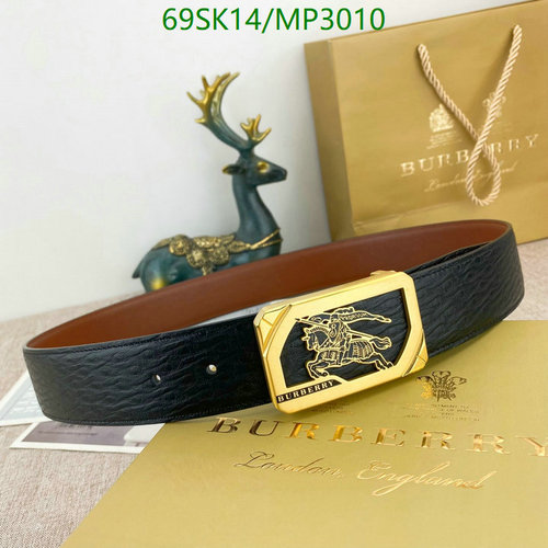 Burberry Men's Reversible Cowhide Leather Belt with Equestrian Knight Buckle