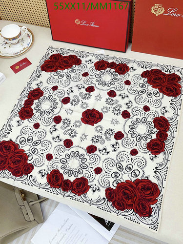 Loro Piana Elegant Silk Scarf with Red Rose Floral Print - 65x65cm Luxury Accessory