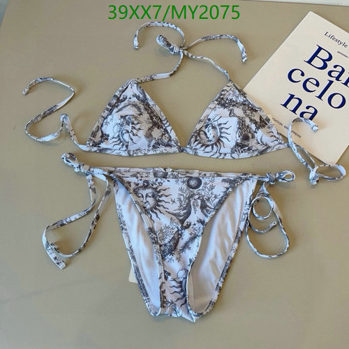 Dior Toile de Jouy Soleil Triangle Bikini Set - Elegant Two-Piece Swimsuit