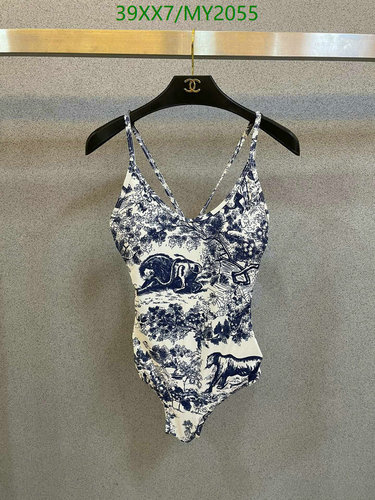 Dior Toile de Jouy Oceana One-Piece Swimsuit - Elegant Blue & White 2 Dior Toile de Jouy Oceana One-Piece Swimsuit - Elegant Blue & White