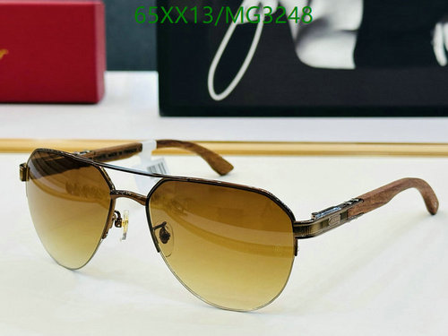 Cartier Aviator Style Sunglasses with Wooden Temples - UV Protection Eyewear