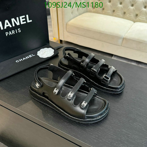 Chanel Women's Black Sheepskin Flat Sandals - Comfortable & Stylish EU35-42