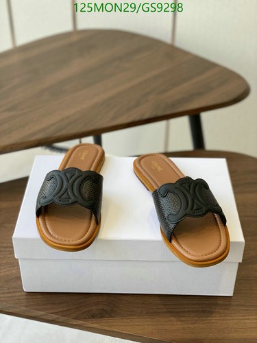 Celine Women's Triomphe Flat Sandals - Comfortable Cowhide Leather Sliders