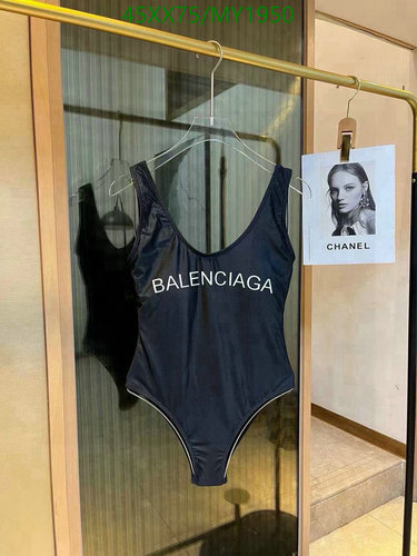 Balenciaga Women's Classic Logo One-Piece Swimsuit - Black Designer Bathing Suit