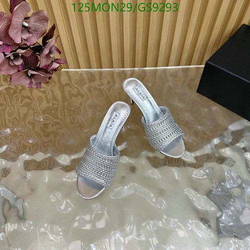 ALAIA Women's Silver Woven Mule Sandals - Sheepskin & Leather Sole Heels