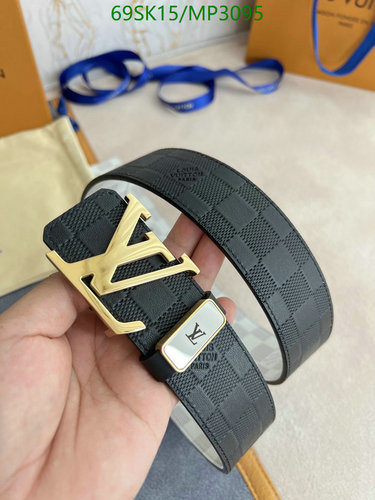 Louis Vuitton Men's Reversible Damier Graphite Belt with Gold LV Buckle