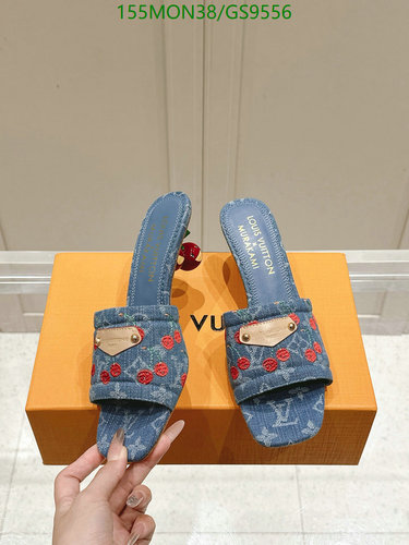 Louis Vuitton Murakami Denim Mules - Women's Heeled Slides with Cherry Embroidery