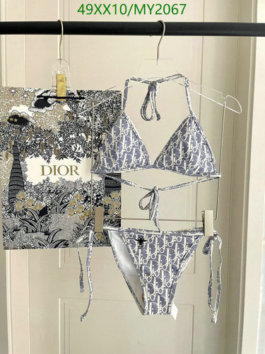 Dior Triangle Bikini Set - Stylish Oblique Pattern Two-Piece Swimsuit