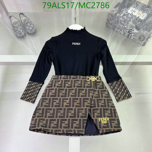 Fendi Kids' FF Logo Print Long-Sleeve Top & Skirt Set - Fashionable Children's Outfit 3 Fendi Kids' FF Logo Print Long-Sleeve Top & Skirt Set - Fashionable Children's Outfit