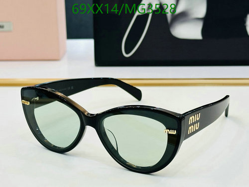 Miu Miu MG3528 Cat Eye Sunglasses | Black Frame, Gold Logo, UV Protection