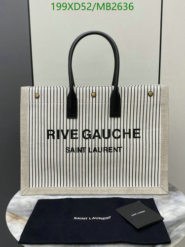 Yves Saint Laurent Rive Gauche Canvas & Leather Tote Bag - Mirror Quality