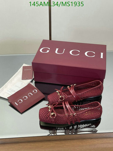 Gucci Women's MS1935 Mary Jane Flats - Burgundy Sheepskin & Leather Sole