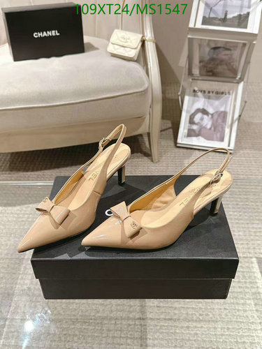 Chanel Women's Slingback Pumps - Chic Pointed Toe with Bow Accent, 7.5CM Heel