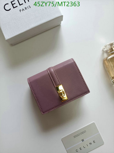 Products 10 Celine Compact Wallet in Lilac Calfskin with Triomphe Snap Closure