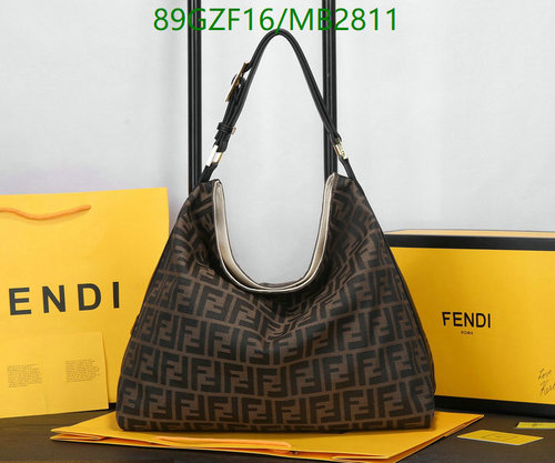 Fendi Hobo Bag Brown FF Logo Canvas Shoulder Bag with Adjustable Strap 3 Fendi Hobo Bag Brown FF Logo Canvas Shoulder Bag with Adjustable Strap