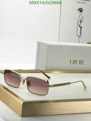 Dior Rectangular Sunglasses with Gradient Pink Lenses - Gold Frame Design