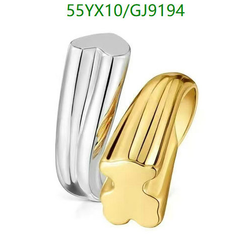 Tous Two-Tone Gold & Silver Vermeil Bear Motif Ring - Sizes 6, 7, 8