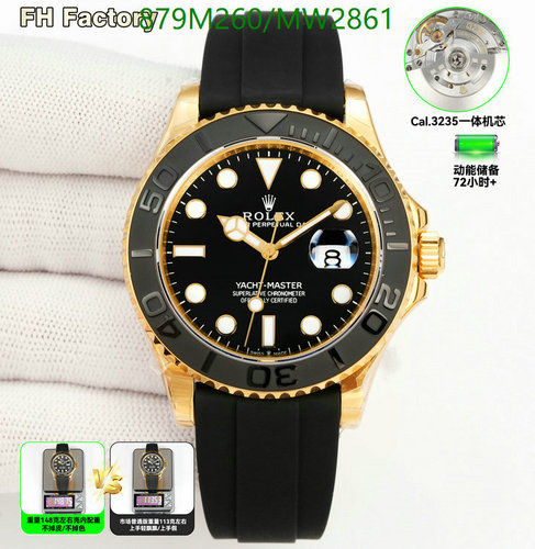 Rolex Yacht-Master 42MM Automatic Watch - Gold Tone & Black Rubber Strap 3 Rolex Yacht-Master 42MM Automatic Watch - Gold Tone & Black Rubber Strap