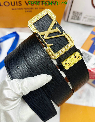 Louis Vuitton MP3149 Designer Belt with Gold-Tone Buckle - Cowhide Leather