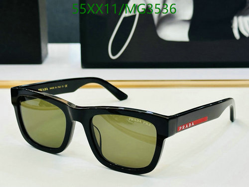 Prada MG3536 Black Frame Sunglasses with Green Lens,53-22-145