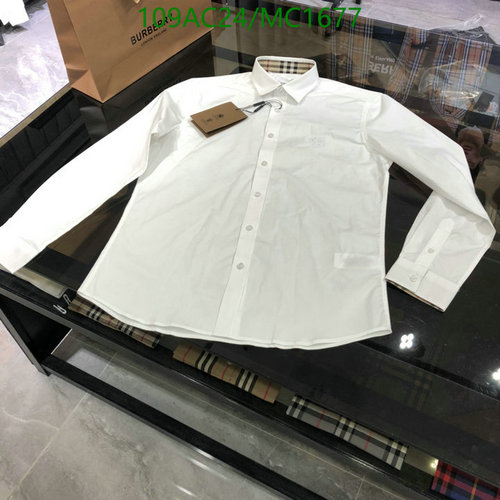 Burberry Men's Classic White Long-Sleeve Button-Down Shirt with Check Details