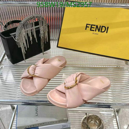 Fendi Women's Chic Pink Sheepskin & Leather Sole Slide Sandals 6 Fendi Women's Chic Pink Sheepskin & Leather Sole Slide Sandals