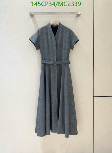 Products 41 Elegant Gray Belted Dress for Women - Short Sleeve A-Line Midi with V-Neck