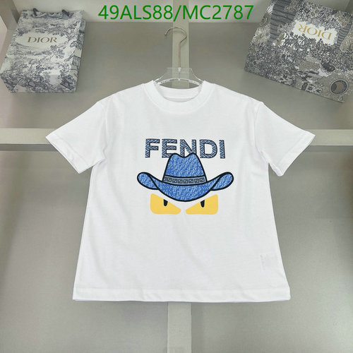 Fendi Kids' Monster Eyes & Cowboy Hat Logo T-Shirt - White Cotton Tee