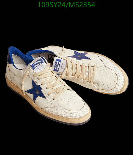 Products 14 Golden Goose Women's Ball Star Sneakers - Cream & Blue Leather Low-Tops
