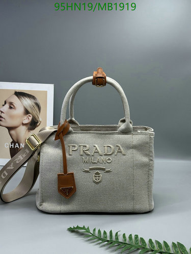 Prada Canvas Tote Bag with Leather Trim - Stylish & Versatile Handbag