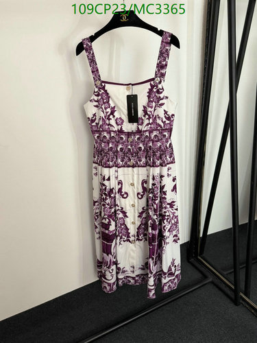 Dolce & Gabbana Floral Print Midi Dress with Button Detail - White & Purple 3 Dolce & Gabbana Floral Print Midi Dress with Button Detail - White & Purple