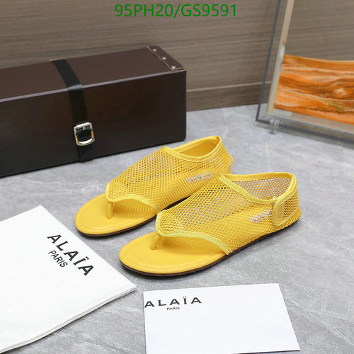 ALAIA Women's Mesh Thong Sandals - Comfortable Sheepskin Flats for Summer