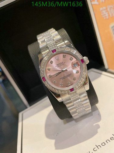 Rolex Datejust 36mm Women's Watch with Pink Dial and Diamond Bezel
