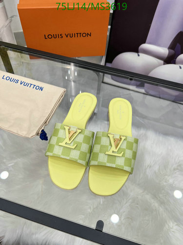 Louis Vuitton Women's Checkered Slide Sandals - Luxurious Cowhide Comfort