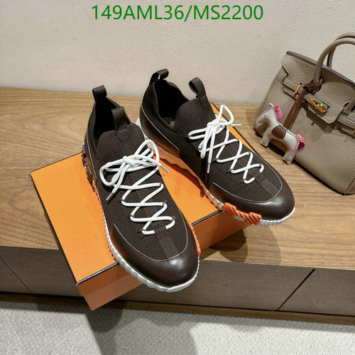 Products 12 Hermes Men's Genuine Leather & Knit Sneakers - Unisex Luxury Comfort