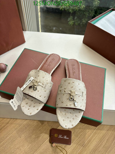 Loro Piana Women's Ostrich Leather Slides - Luxurious Slip-On Sandals